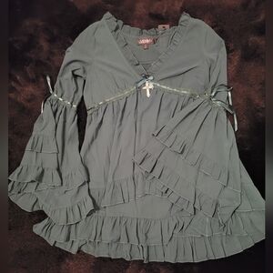 Widow Dolls Kill Green Bell Sleeve Mini Dress